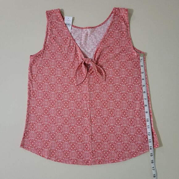 Loft Back Tie Red Print Vintage Feel Tank Top - Picture 6 of 11